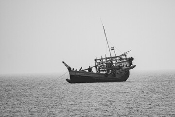 A fishing boat going to deep sea for fishing.