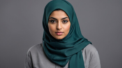 AI generated beautiful young muslim woman portrait, mixed race ethnicity, perfect appearance