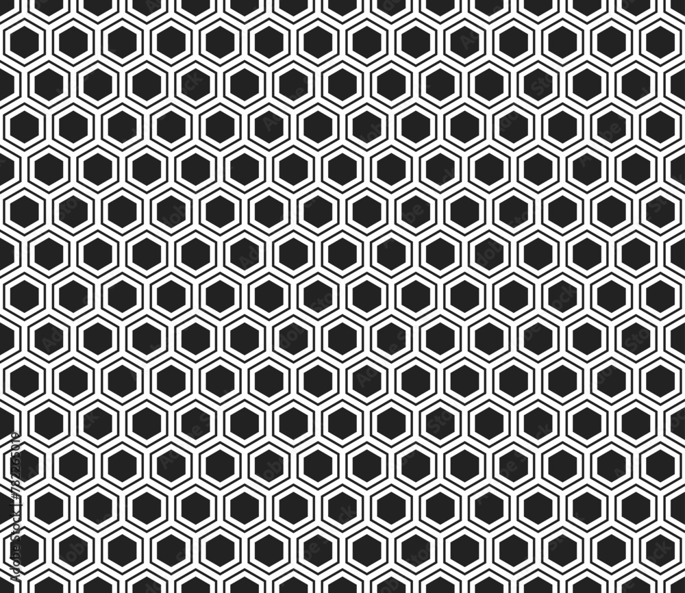 Poster honeycomb background. hexagon mosaic background with inner solid cells. seamless tileable vector ill