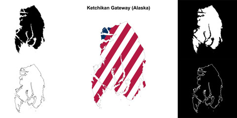 Ketchikan Gateway Borough (Alaska) outline map set