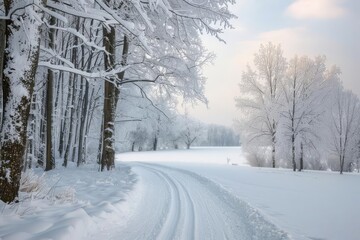 serene winter landscape blanketed in fresh snow evoking tranquility and peace scenic nature photography