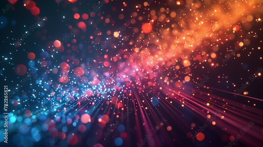 Poster dynamic graphic illustration of exploding stardust in a cosmic phenomenon with a colorful blend of s