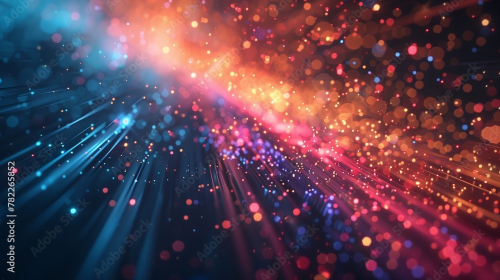 Poster dynamic graphic illustration of exploding stardust in a cosmic phenomenon with a colorful blend of s