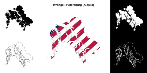 Wrangell-Petersburg Borough (Alaska) outline map set