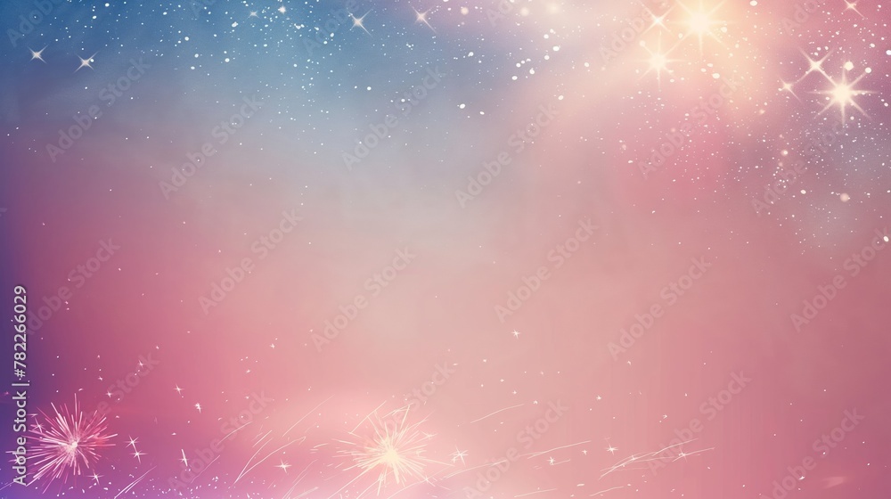 Poster ethereal starry glow background with a soft gradient from pink to blue and delicate sparkling light 
