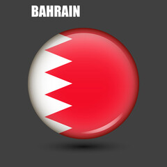 The national flag of Bahrain is in the shape of a circle.Vector.
Round 3d flag icon with high detail.
Spherical illustration of the flag.