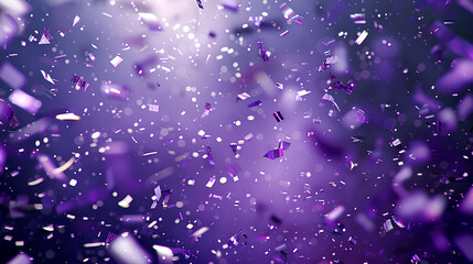Magical Purple Confetti Storm, Sparkling Celebration, Enchanting Party Background with Copy Space
