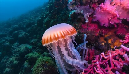 A-Jellyfish-In-A-Sea-Of-Colorful-Coral- 3
