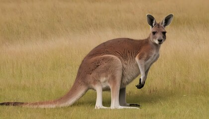 Naklejka na ściany i meble A-Kangaroo-With-Its-Fur-Blending-Into-The-Grasslan-
