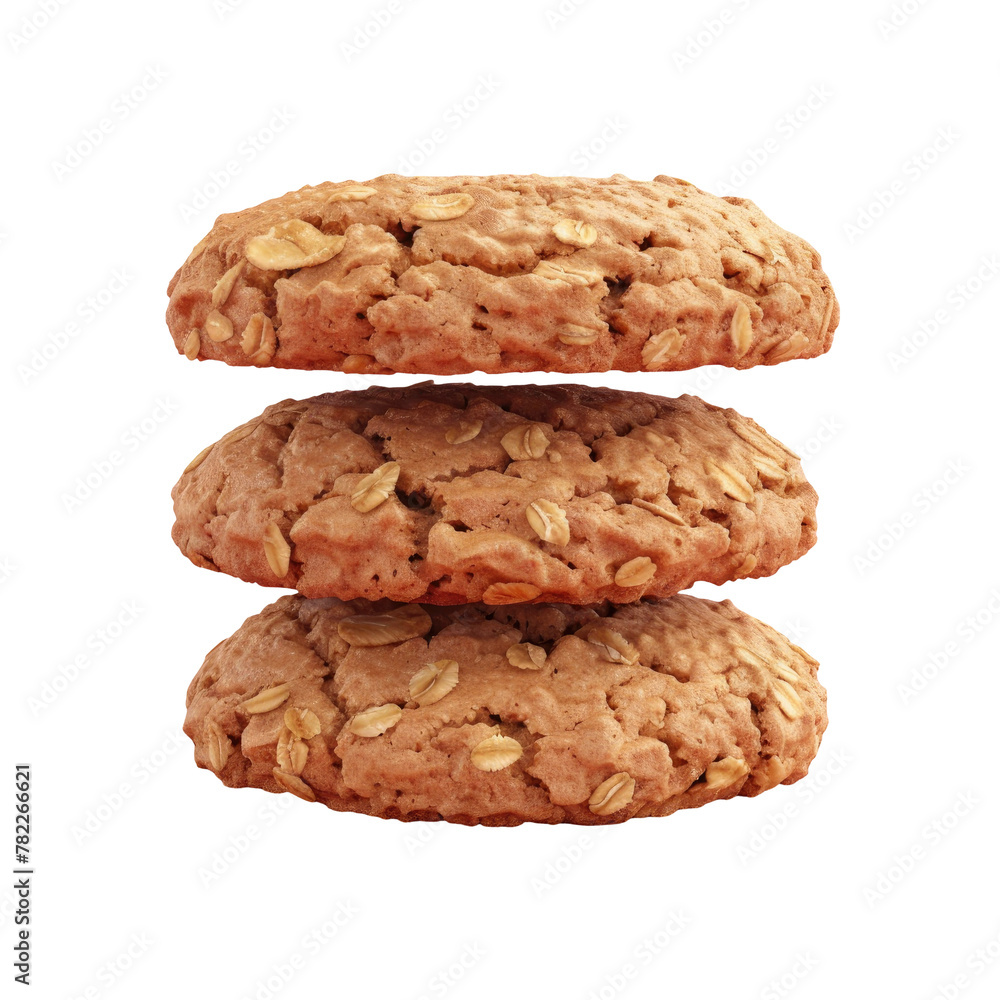 Poster three cookies stacked on top of each other on a transparent background
