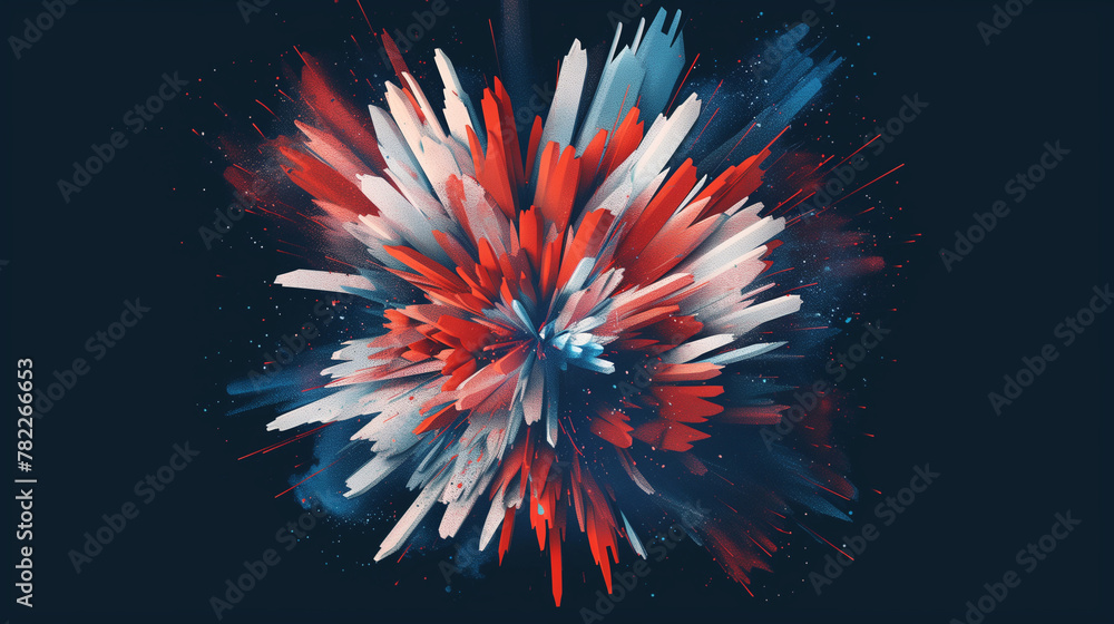 Aufkleber fireworks exploding in a burst of red and blue dots on a dark backdrop. 4th july independence day co