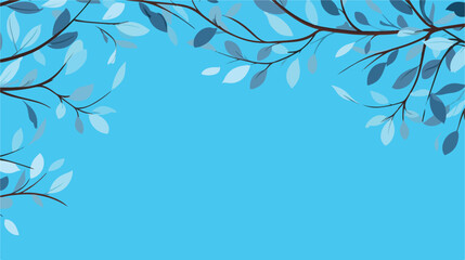 Background branch with leaves on a blue background