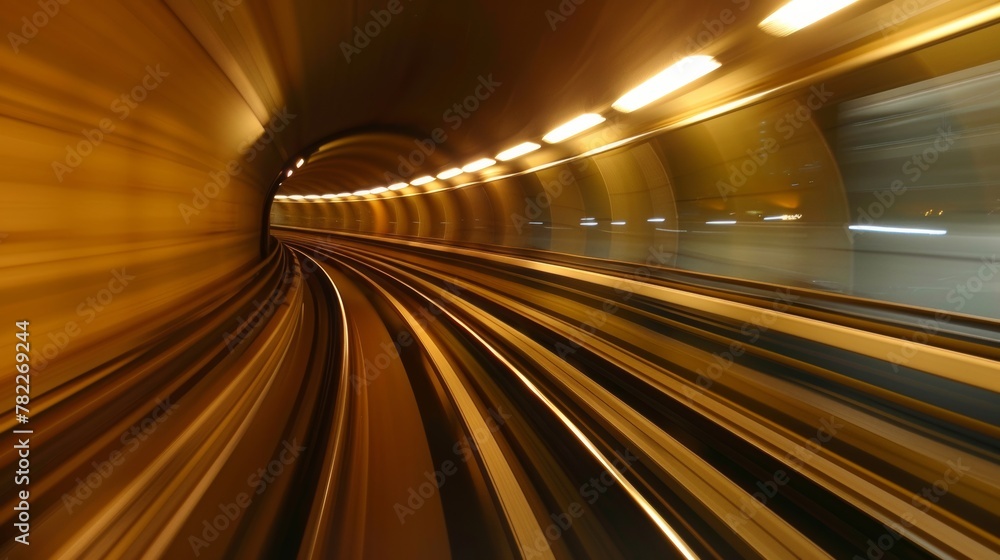Poster Motion blur inside a modern tunnel
