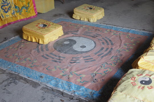 Bagua Yin Yang Trigram on the floor of a Taoist temple in the small town of Fengkou in China's Hubei province