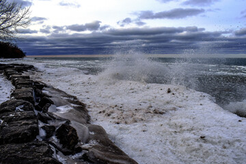 river in winter, Canada, Toronto, Cold, White, Cloud