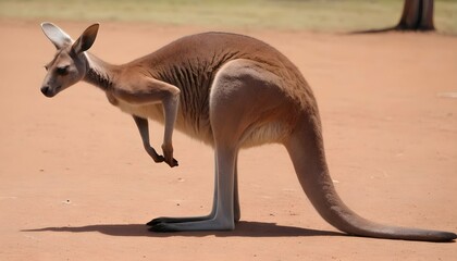 Naklejka na ściany i meble A-Kangaroo-With-Its-Tail-Twitching-In-Anticipation-