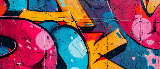 Vibrant graffiti-filled wall showcasing a mix of bright and bold colors in urban setting.