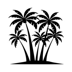 Silhouette coconut tree on white background vector illustration