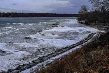 river in winter, Canada, Toronto, Cold, White, Cloud