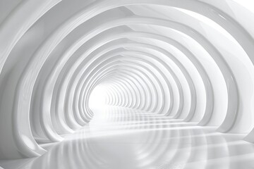 white abstract futuristic tunnel interior 3d rendering background