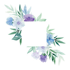 Floral bright illustration. Vector watercolor botanic frame for wedding or greeting card.
