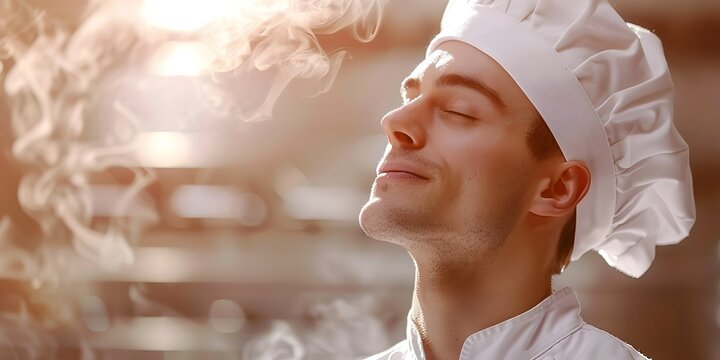 A Chef s Blissful Moment of Appreciating the Sublime Aromas in the Kitchen