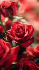 Close-up of Red Roses with Soft Focus Background