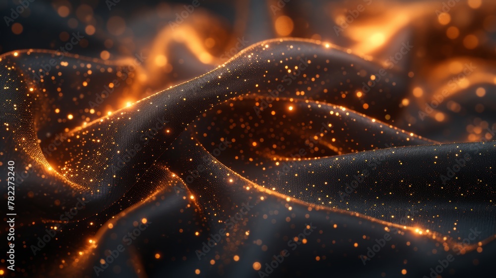 Poster Abstract shimmering particles on wavy fabric