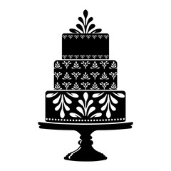 Decorated wedding cake icon symbol silhouette. Vector illustration