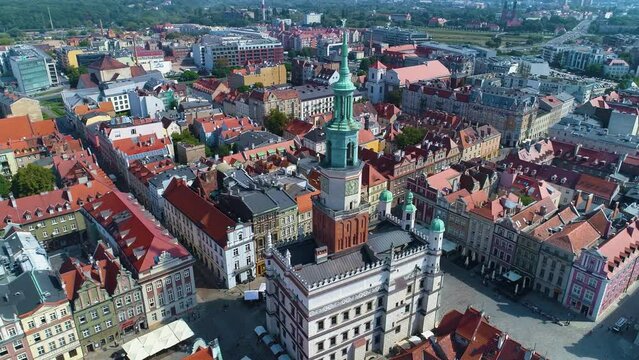 Aerial view of the old town in Poznan