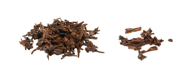 Used Tea Leaves Isolated, Wet Black Tea Leftovers, Herbal Tea Leaf, Biodegradable Garbage, Eco Bio...
