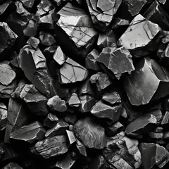 Poster Black and white image of a pile of rocks © Molostock