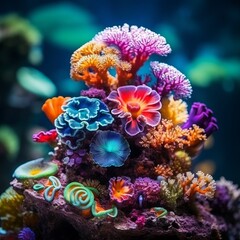 Amazing and colorful coral reef with various shapes and colors