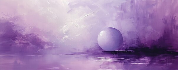 Abstract purple landscape with reflective sphere