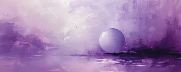 Afwasbaar Fotobehang Purper Abstract purple landscape with reflective sphere