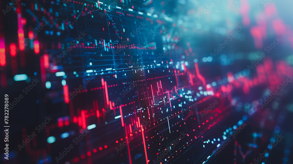 Poster a computer screen shows a graph with red and blue lines