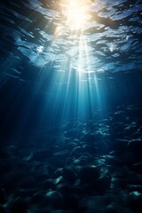 Obraz premium Underwater Ocean Sunlight Rays Background