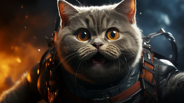 A cute cat wearing a space suit