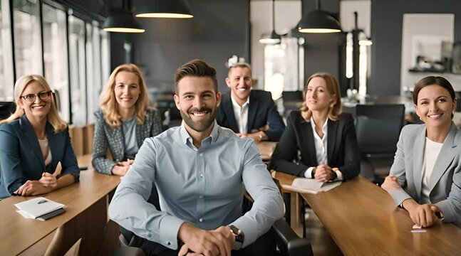 Successful business team smiling and sitting together in a startup office