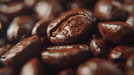 Close-up of roasted coffee beans - obrazy, fototapety, plakaty