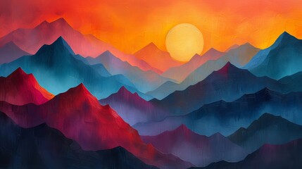 Colorful mountain landscape at sunset