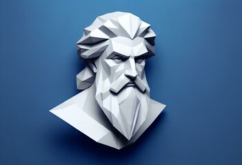 
statue of zeus with blue background
