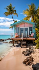 Fototapeta premium Beachfront Caribbean Cottage with Panoramic Ocean Views