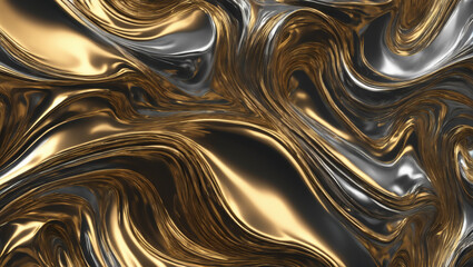 A wallpaper with abstract liquid metal textures in metallic shades like silver, gold, and bronze, giving the illusion of molten metal flowing across the screen ULTRA HD 8K