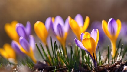 Spring awakening: vibrant crocus flowers in bloom