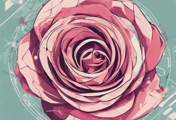 Stylized digital artwork of a rose in bloom - 782281614