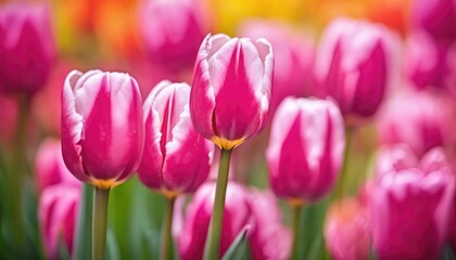 Vibrant tulip garden in full bloom