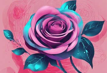 Abstract digital rose in pink tones - 782281645