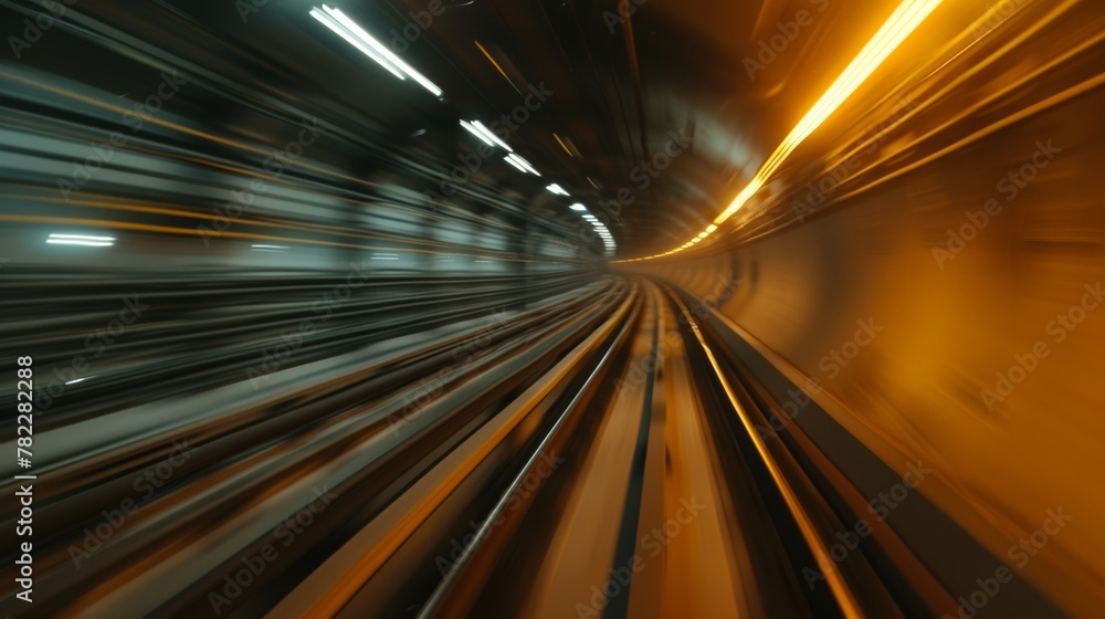 Aufkleber motion blur view of a subway tunnel from a moving train