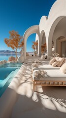 Obraz na płótnie Canvas Modern villa with swimming pool and amazing sea view